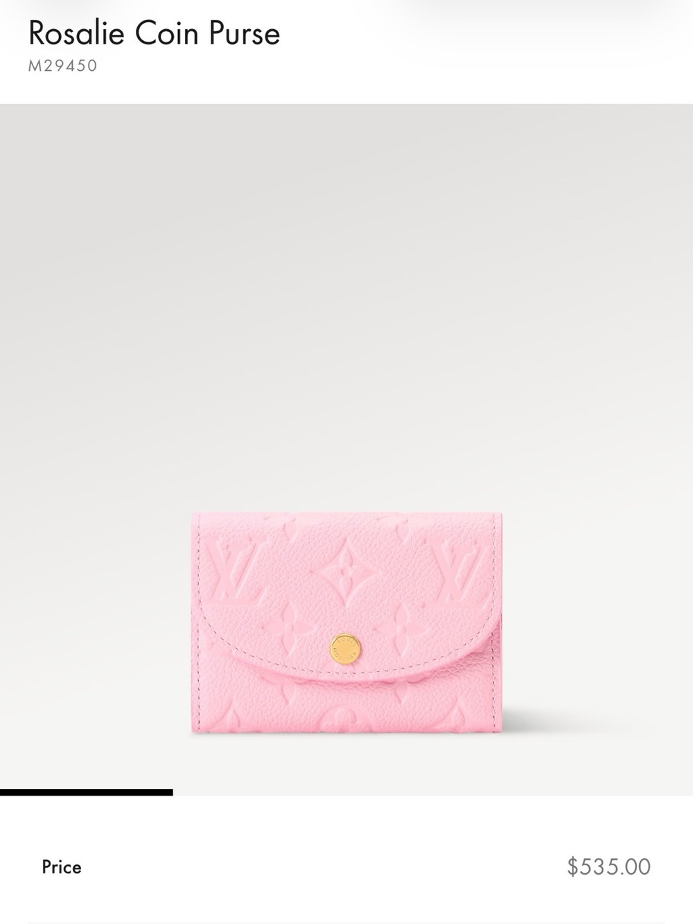 Louis Vuitton Pink Monogram Rosalie Coin Purse